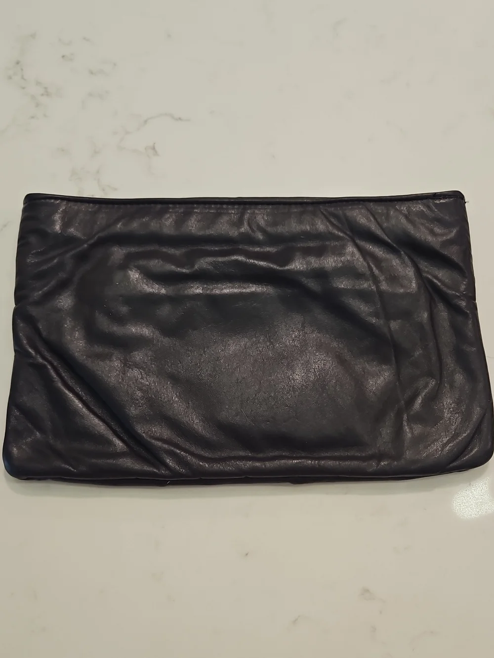 Letisse Vintage Leather Clutch Bag Deep Purple Zip Close Inside Pocket EUC